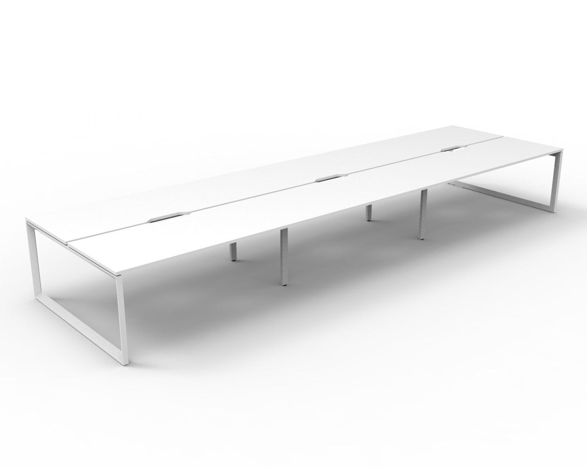 Rapidline Deluxe Infinity Back to Back 6 Person Workstation Loop Leg 1500 x 750mm Natural White / White Satin