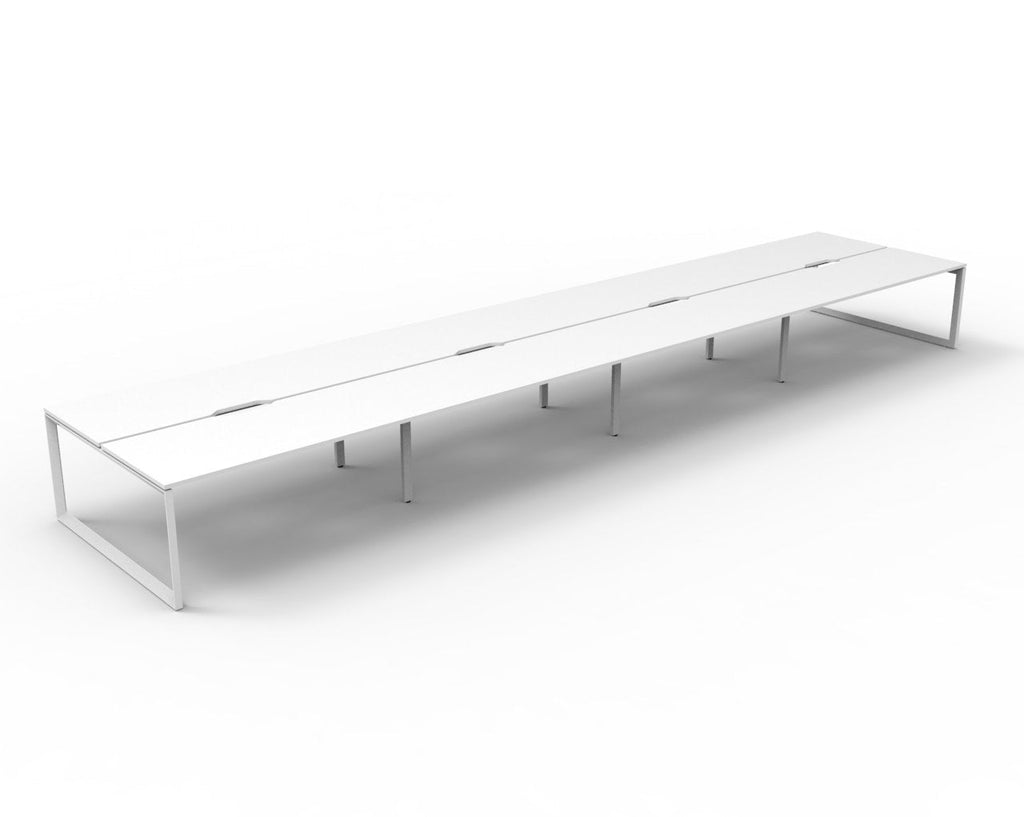 Rapidline Deluxe Infinity Back to Back 8 Person Workstation Loop Leg 1200 x 750mm Natural White / White Satin