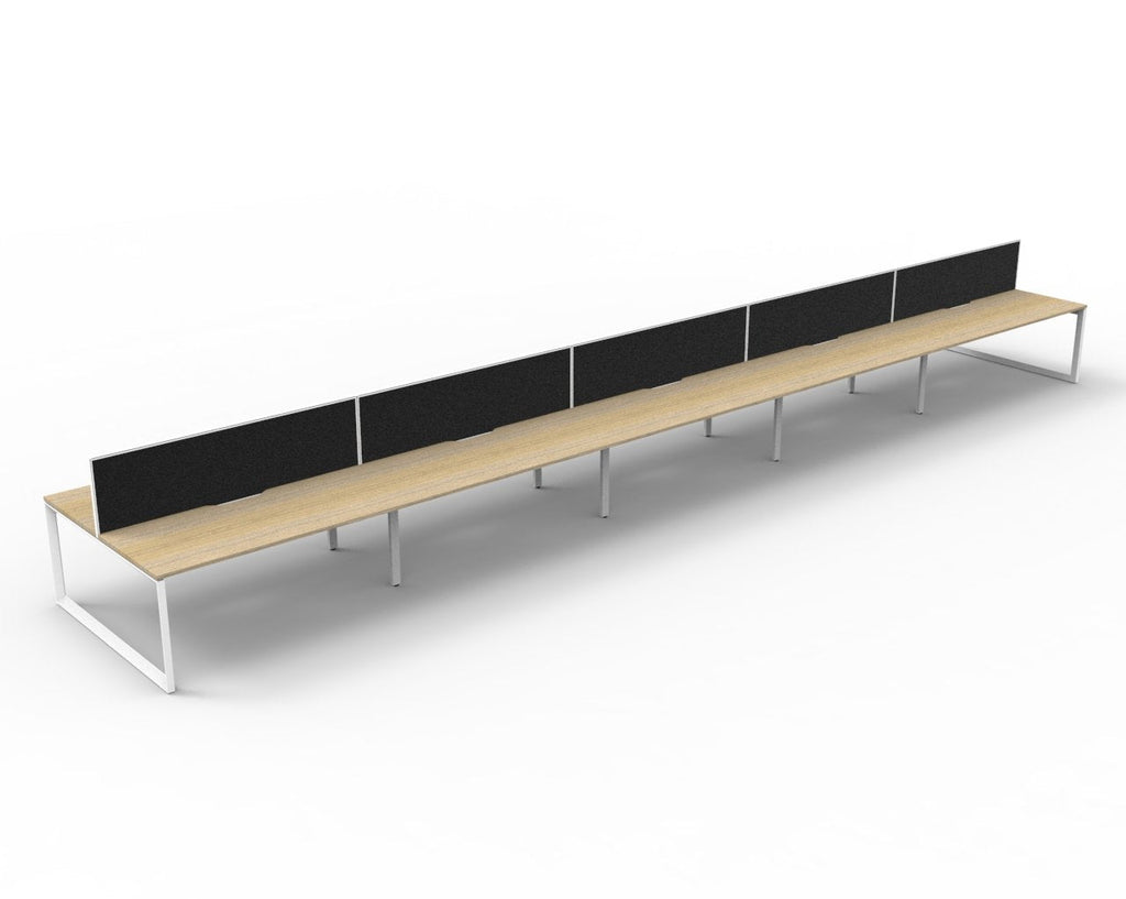Rapidline Deluxe Infinity Back to Back 10 Person Workstation Loop Leg 1200 x 750mm with Screen Natural Oak / White Satin