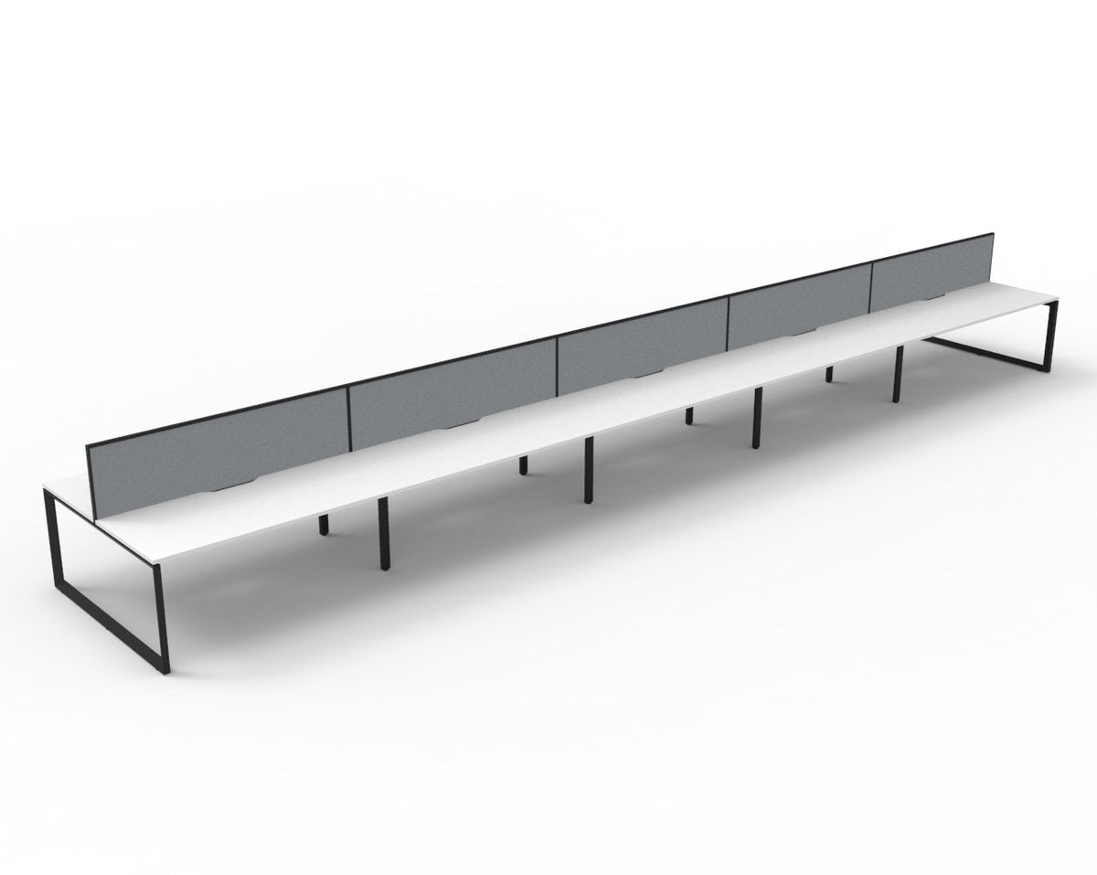 Rapidline Deluxe Infinity Back to Back 10 Person Workstation Loop Leg 1200 x 750mm with Screen Natural White / Black Satin