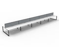 Rapidline Deluxe Infinity Back to Back 10 Person Workstation Loop Leg 1800 x 750mm with Screen Natural White / Black Satin