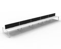 Rapidline Deluxe Infinity Back to Back 10 Person Workstation Loop Leg 1200 x 750mm with Screen Natural White / White Satin