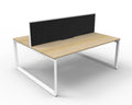 Rapidline Deluxe Infinity Back to Back 2 Person Workstation Loop Leg 1800 x 750mm with Screen Natural Oak / White Satin