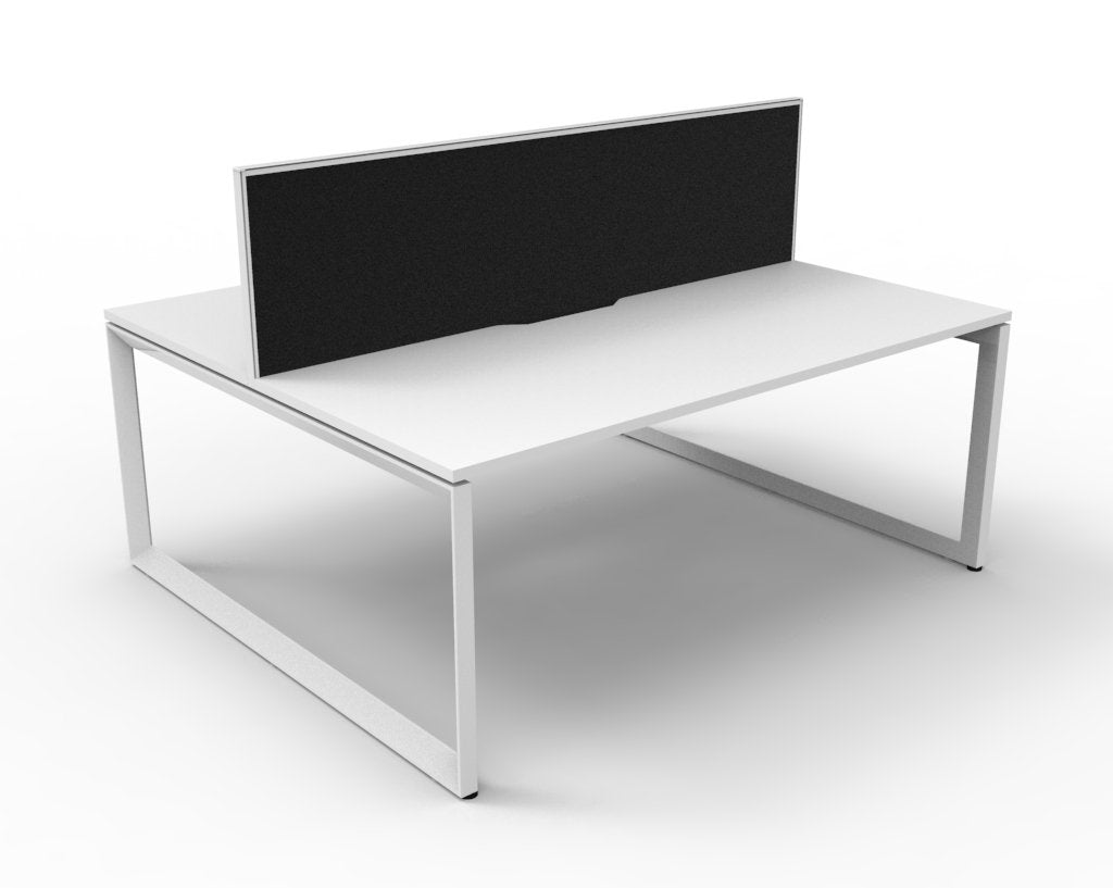Rapidline Deluxe Infinity Back to Back 2 Person Workstation Loop Leg 1200 x 750mm with Screen Natural White / White Satin