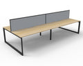 Rapidline Deluxe Infinity Back to Back 4 Person Workstation Loop Leg 1800 x 750mm with Screen Natural Oak / Black Satin