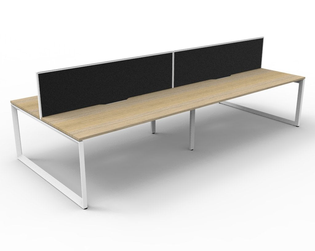 Rapidline Deluxe Infinity Back to Back 4 Person Workstation Loop Leg 1200 x 750mm with Screen Natural Oak / White Satin