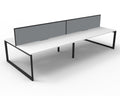 Rapidline Deluxe Infinity Back to Back 4 Person Workstation Loop Leg 1500 x 750mm with Screen Natural White / Black Satin