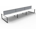 Rapidline Deluxe Infinity Back to Back 6 Person Workstation Loop Leg 1800 x 750mm with Screen Natural White / Black Satin