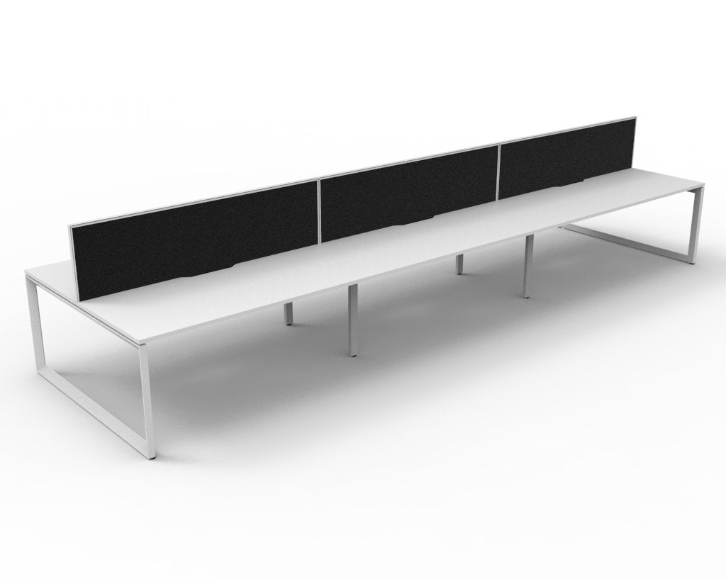 Rapidline Deluxe Infinity Back to Back 6 Person Workstation Loop Leg 1800 x 750mm with Screen Natural White / White Satin