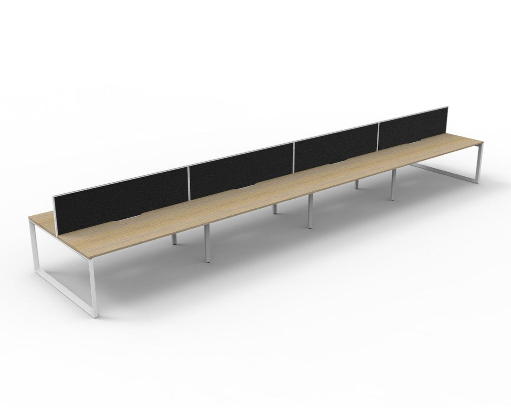 Rapidline Deluxe Infinity Back to Back 8 Person Workstation Loop Leg 1500 x 750mm with Screen Natural Oak / White Satin