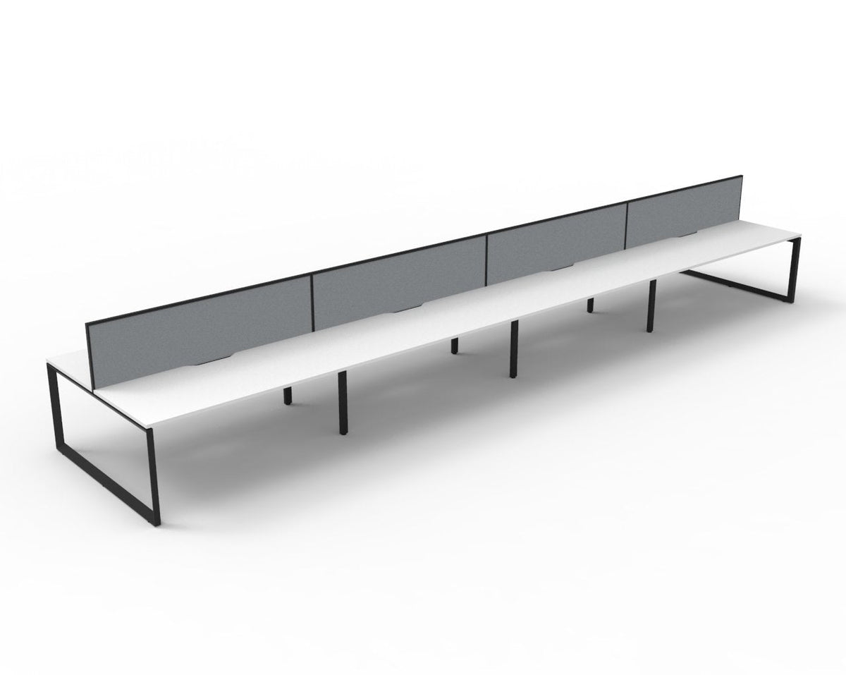 Rapidline Deluxe Infinity Back to Back 8 Person Workstation Loop Leg 1800 x 750mm with Screen Natural White / Black Satin