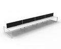 Rapidline Deluxe Infinity Back to Back 8 Person Workstation Loop Leg 1200 x 750mm with Screen Natural White / White Satin