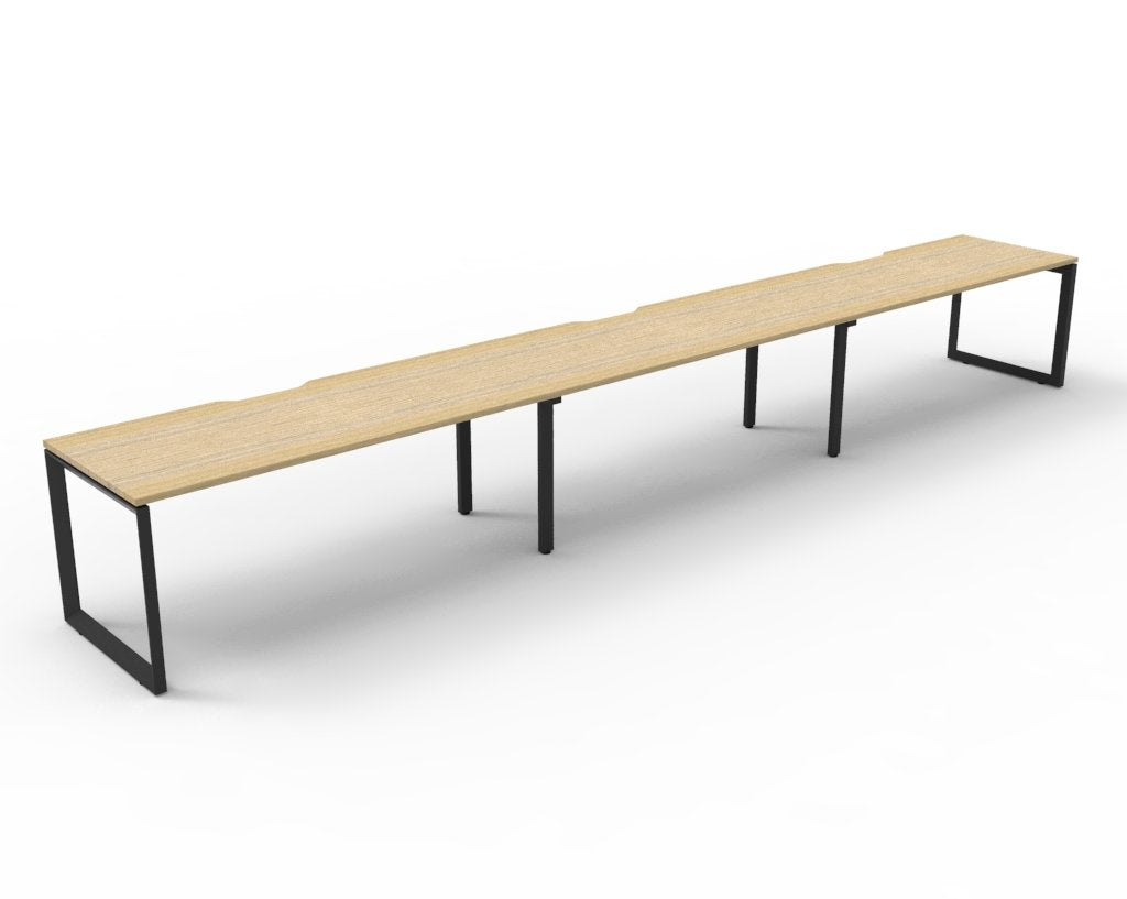 Rapidline Deluxe Infinity Single Sided 3 Person Workstation Loop Leg 1800 x 750mm Natural Oak / Black Satin