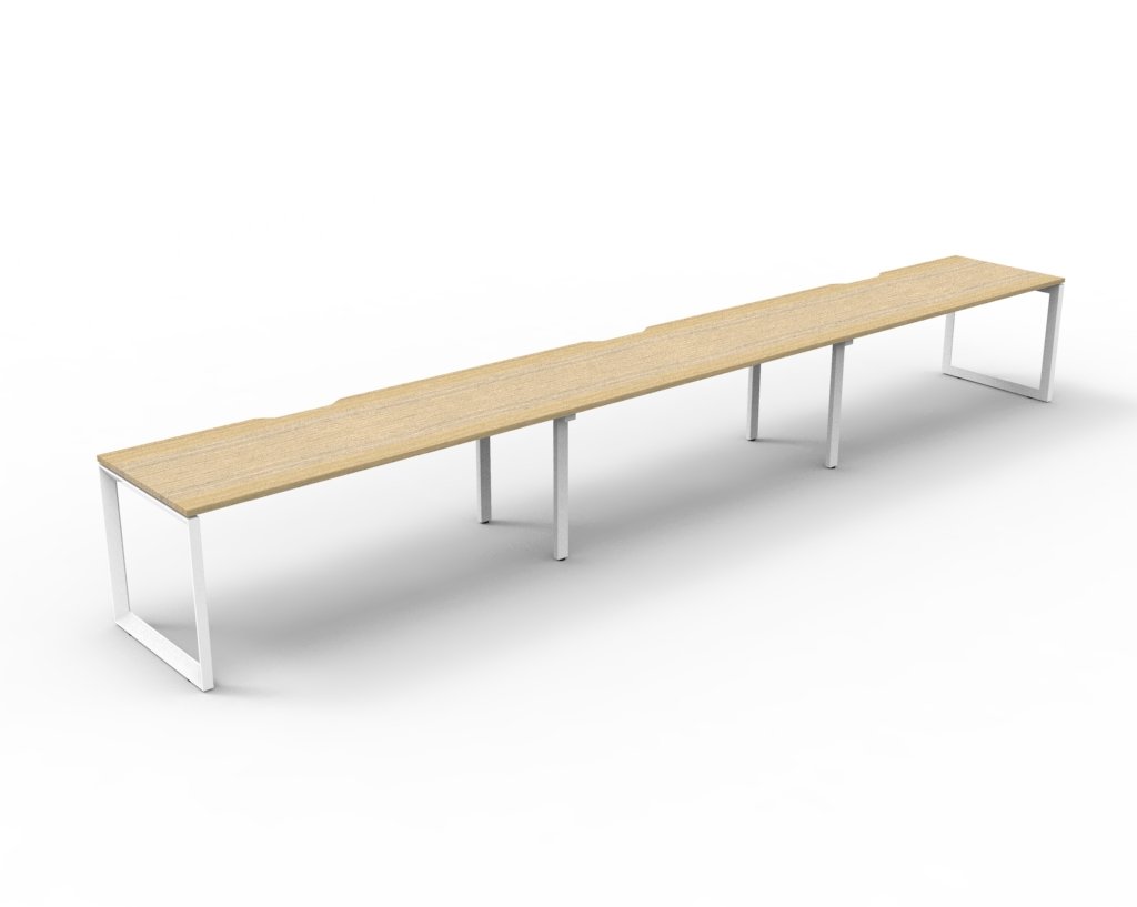 Rapidline Deluxe Infinity Single Sided 3 Person Workstation Loop Leg 1500 x 750mm Natural Oak / White Satin