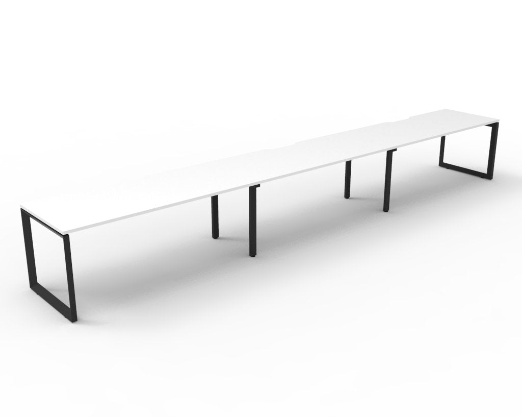 Rapidline Deluxe Infinity Single Sided 3 Person Workstation Loop Leg 1200 x 750mm Natural White / Black Satin