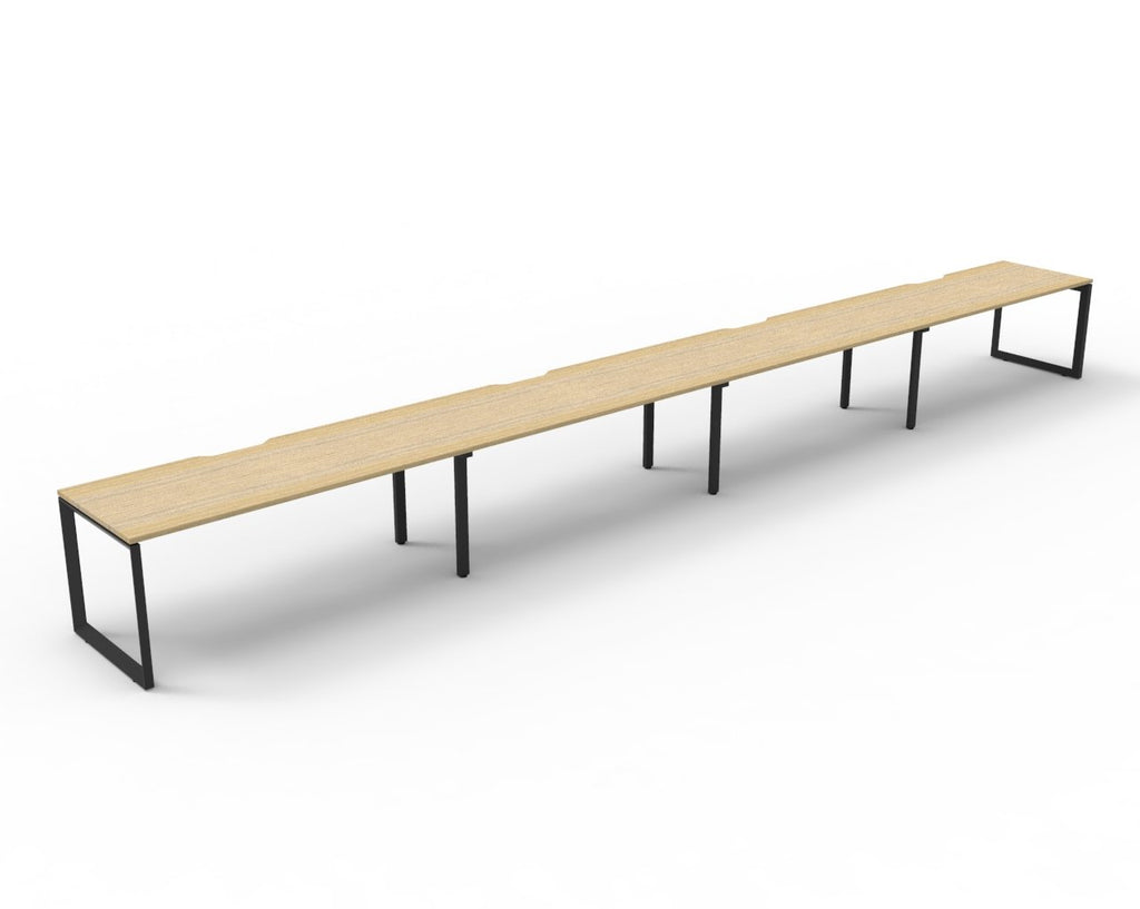 Rapidline Deluxe Infinity Single Sided 4 Person Workstation Loop Leg 1200 x 750mm Natural Oak / Black Satin