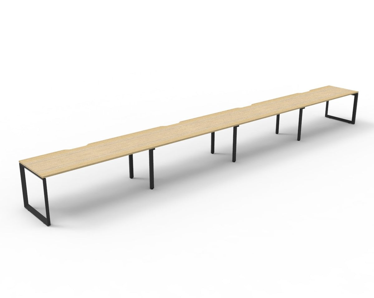 Rapidline Deluxe Infinity Single Sided 4 Person Workstation Loop Leg 1200 x 750mm Natural Oak / Black Satin