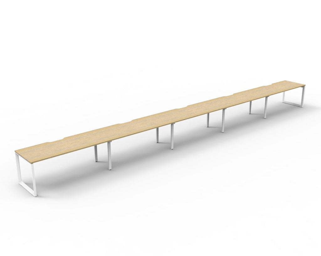 Rapidline Deluxe Infinity Single Sided 3 Person Workstation Loop Leg 1200 x 750mm Natural Oak / White Satin