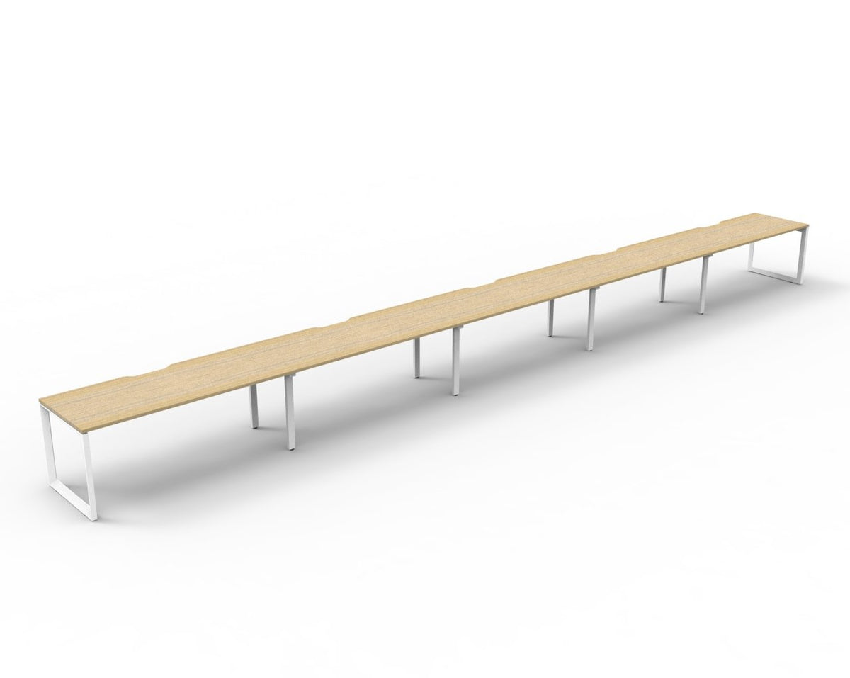 Rapidline Deluxe Infinity Single Sided 3 Person Workstation Loop Leg 1800 x 750mm Natural Oak / White Satin