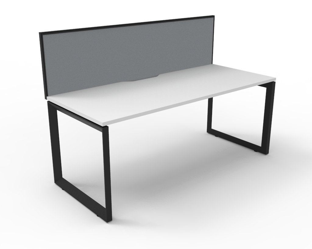 Rapidline Deluxe Infinity Single Sided 3 Person Workstation Loop Leg 1800 x 750mm with Screen Natural White / White Satin