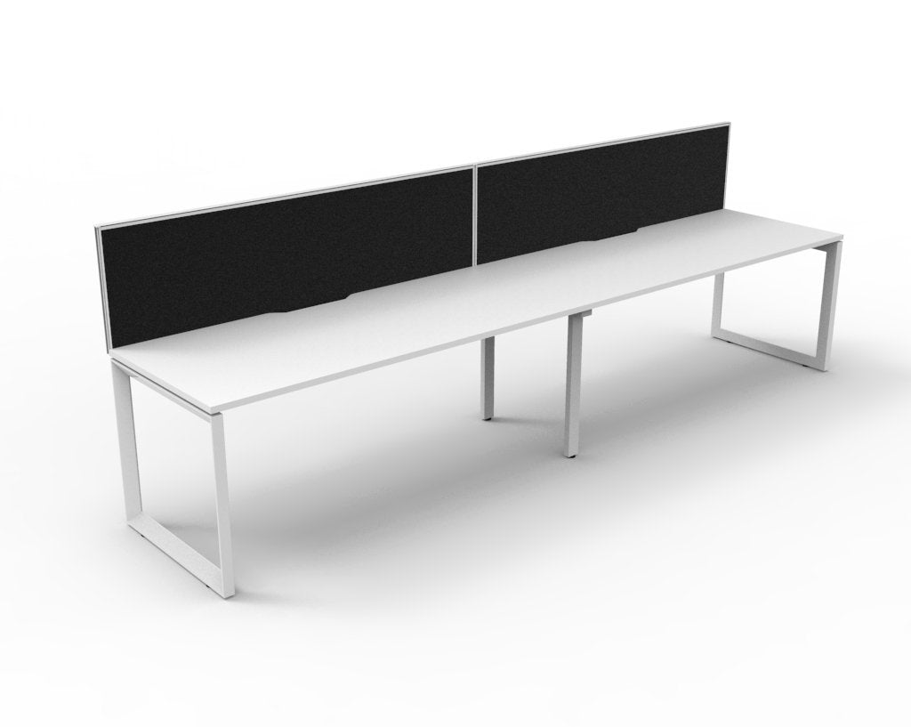 Rapidline Deluxe Infinity Single Sided 4 Person Workstation Loop Leg 1500 x 750mm with Screen Natural White / White Satin