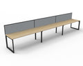 Rapidline Deluxe Infinity Single Sided 3 Person Workstation Loop Leg 1800 x 750mm with Screen Natural Oak / Black Satin