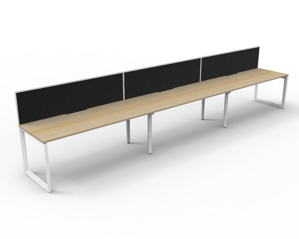 Rapidline Deluxe Infinity Single Sided 3 Person Workstation Loop Leg 1200 x 750mm with Screen Natural Oak / White Satin