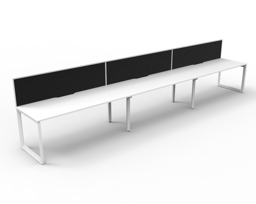 Rapidline Deluxe Infinity Single Sided 3 Person Workstation Loop Leg 1800 x 750mm with Screen Natural White / White Satin