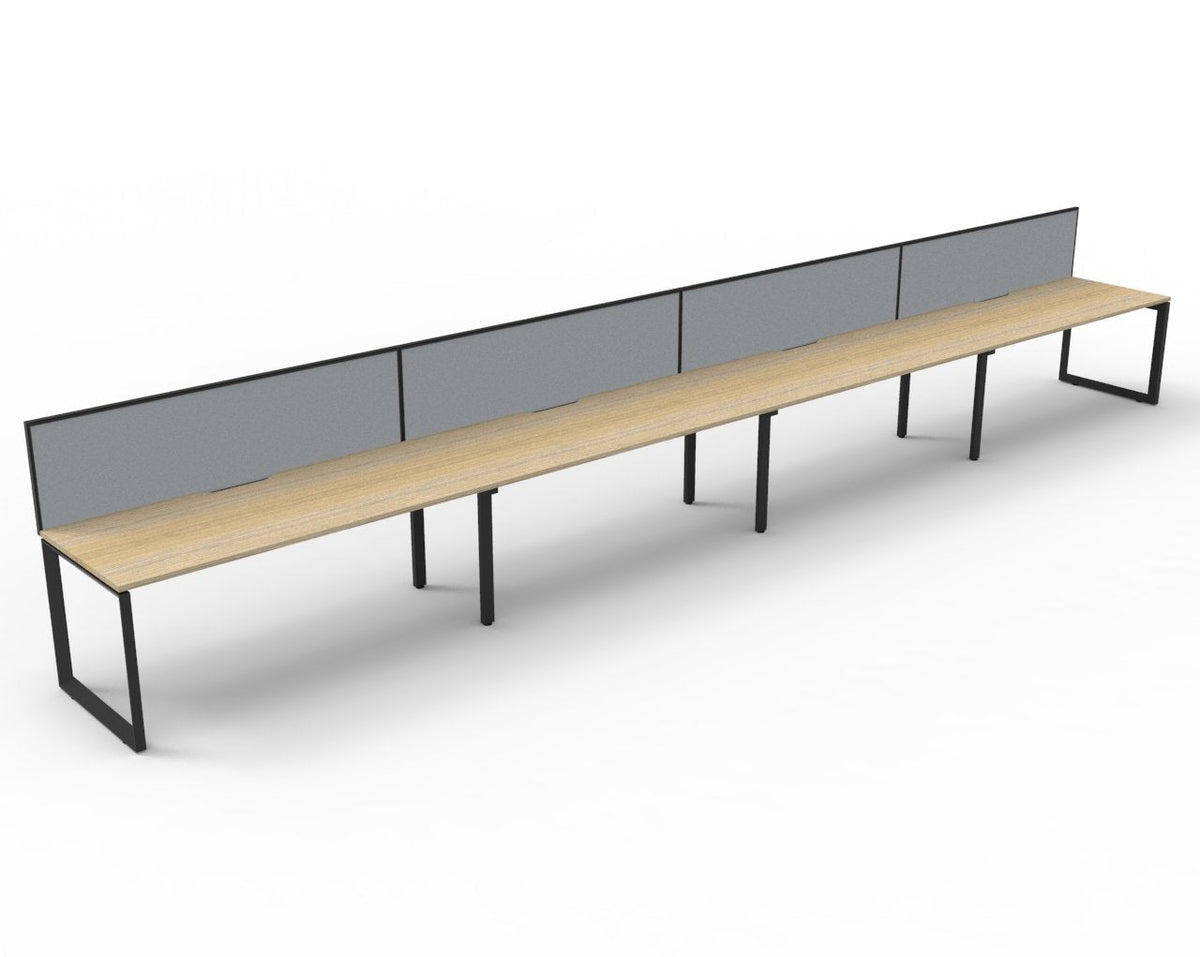 Rapidline Deluxe Infinity Single Sided 4 Person Workstation Loop Leg 1500 x 750mm with Screen Natural Oak / Black Satin