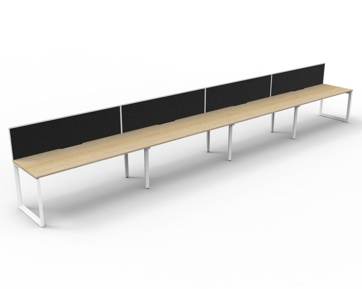 Rapidline Deluxe Infinity Single Sided 4 Person Workstation Loop Leg 1800 x 750mm with Screen Natural Oak / White Satin