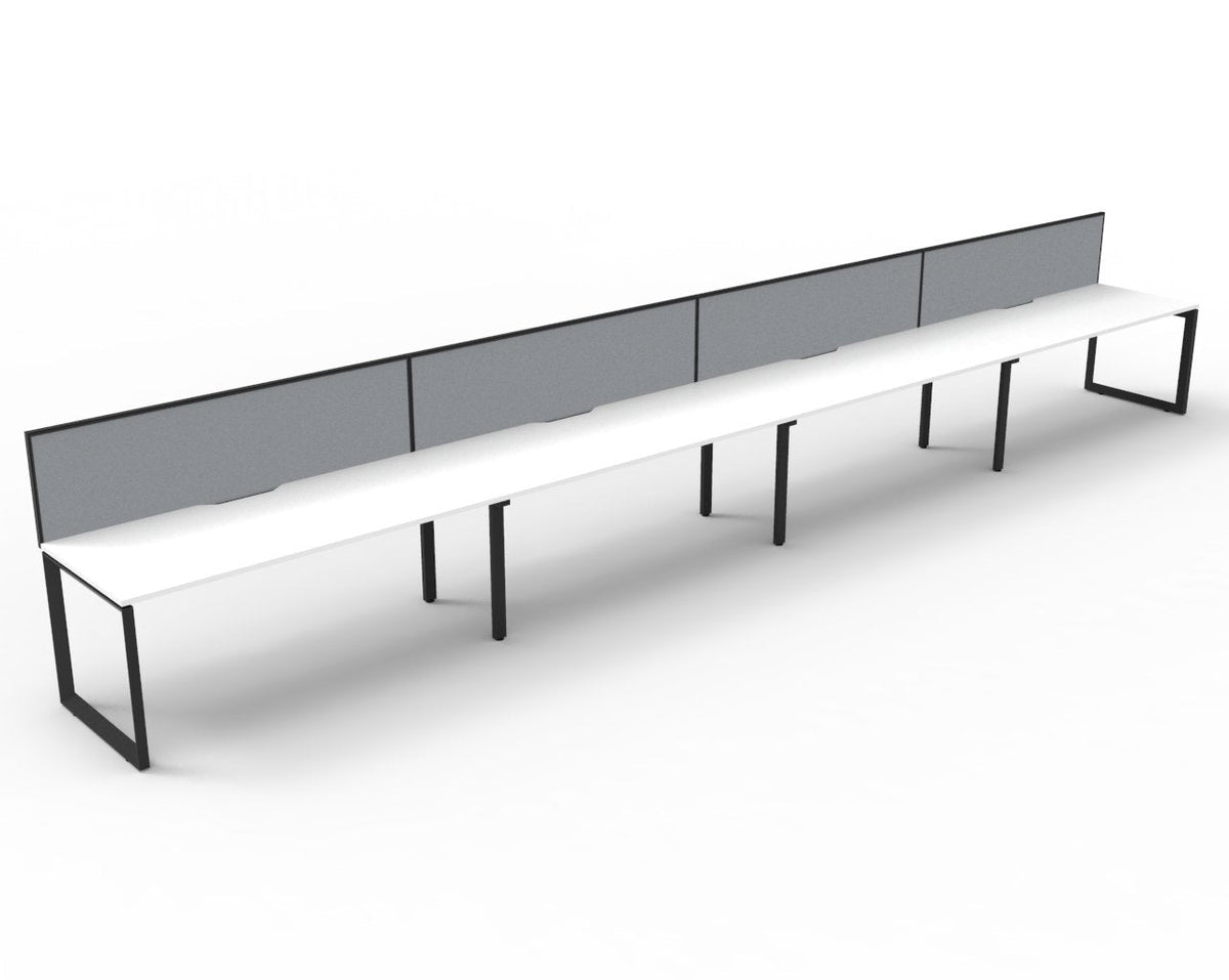 Rapidline Deluxe Infinity Single Sided 4 Person Workstation Loop Leg 1200 x 750mm with Screen Natural White / Black Satin