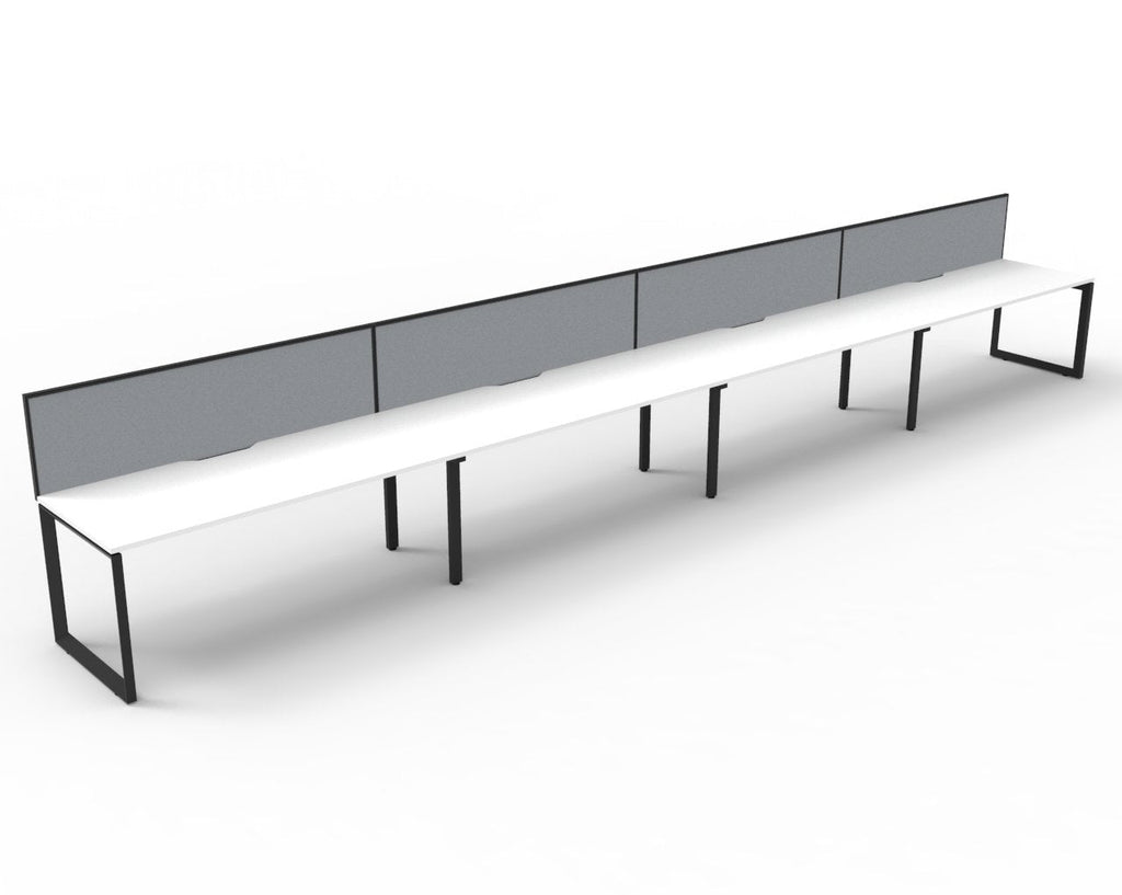 Rapidline Deluxe Infinity Single Sided 4 Person Workstation Loop Leg 1500 x 750mm with Screen Natural White / Black Satin