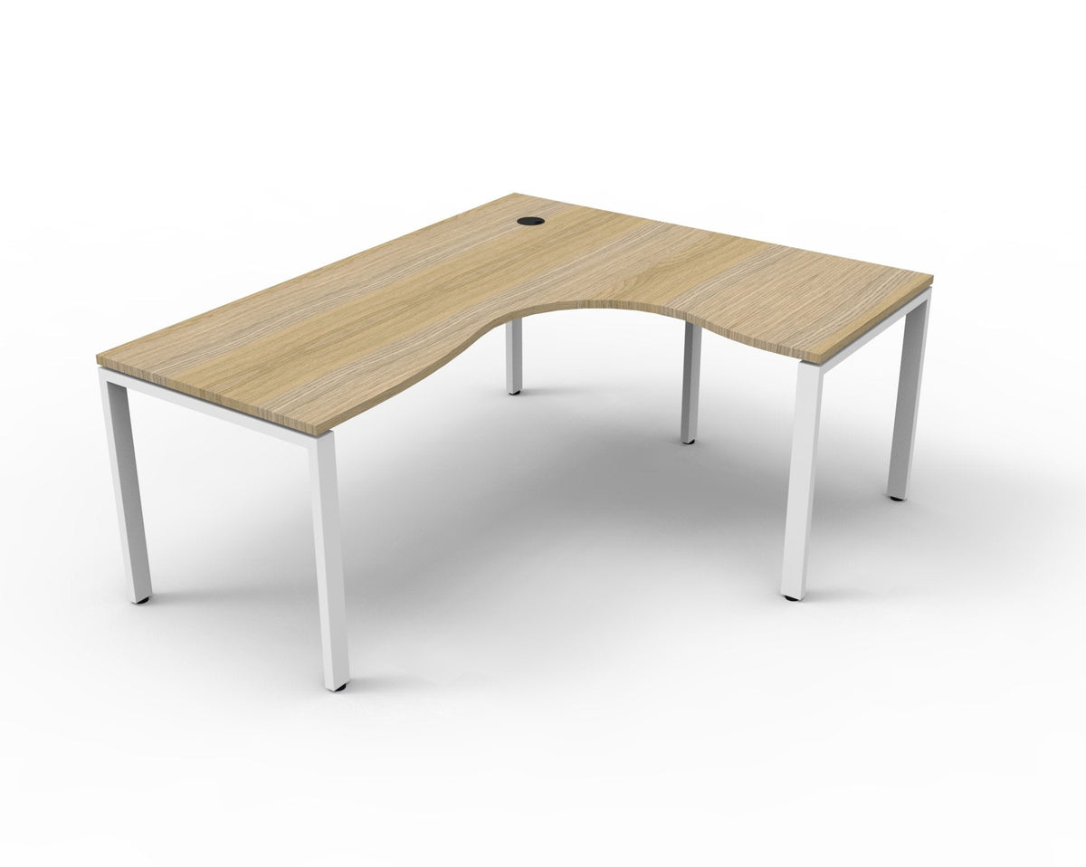 Rapidline Deluxe Infinity 4 Person Corner Workstation Profile Leg 1800 x 1500mm with Screen Natural Oak / Black Satin