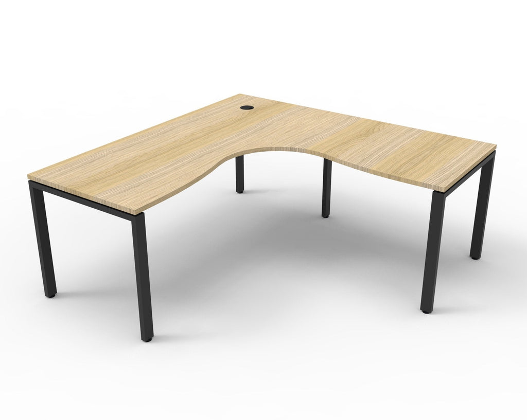 Rapidline Deluxe Infinity 4 Person Corner Workstation Profile Leg 1800 x 1500mm with Screen Natural Oak / White Satin