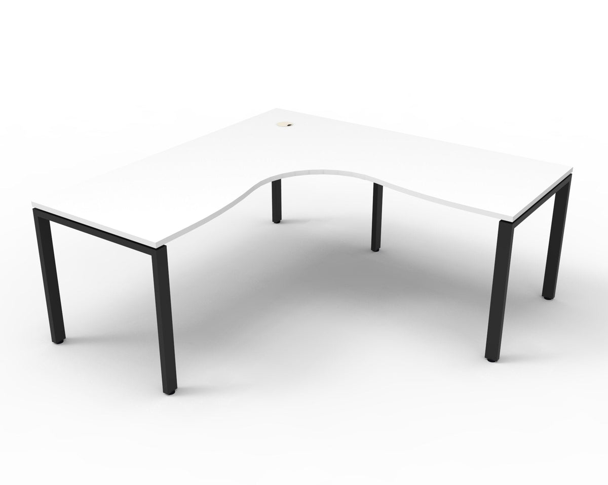Rapidline Deluxe Infinity 4 Person Corner Workstation Profile Leg 1800 x 1500mm with Screen Natural Oak / Black Satin