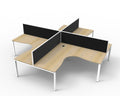 Rapidline Deluxe Infinity 4 Person Corner Workstation Profile Leg 1800 x 1500mm with Screen Natural Oak / White Satin