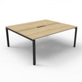Rapidline Deluxe Infinity Back to Back 2 Person Workstation Profile Leg 1500 x 750mm Natural White / Black Satin