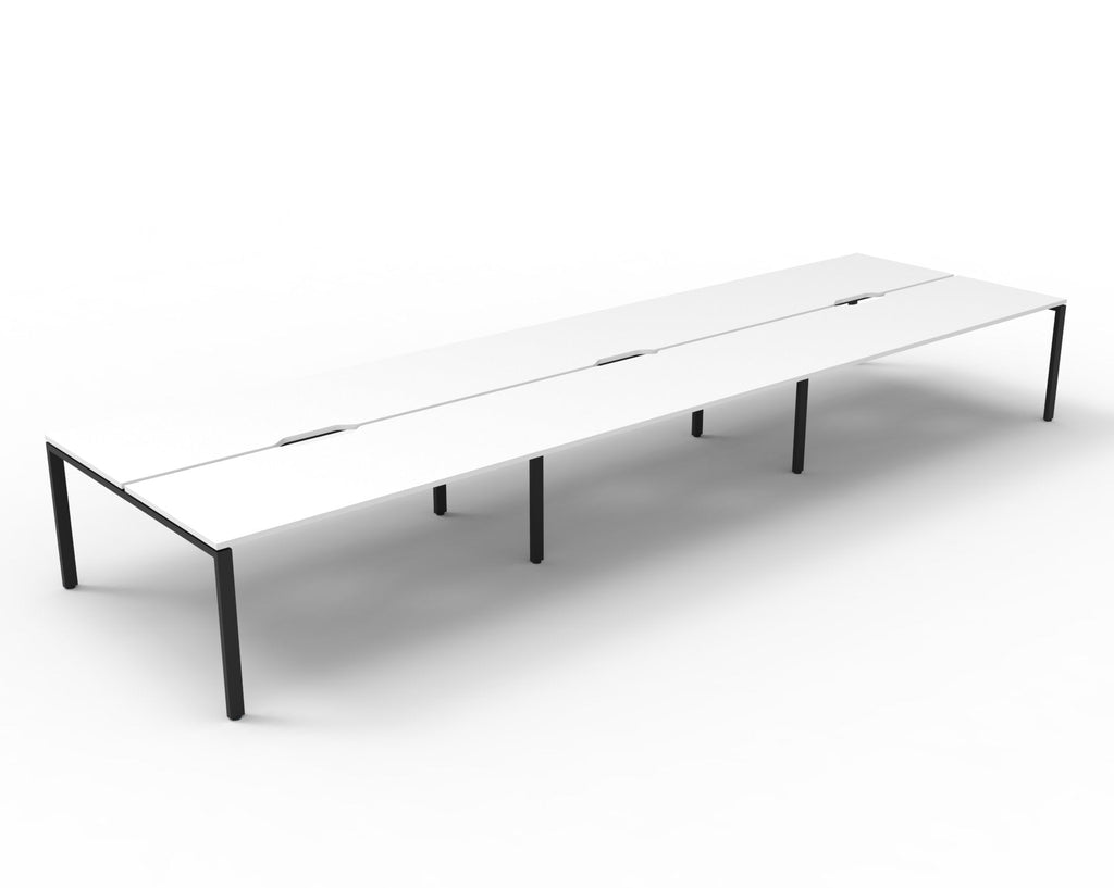 Rapidline Deluxe Infinity Back to Back 6 Person Workstation Profile Leg 1500 x 750mm Natural White / Black Satin