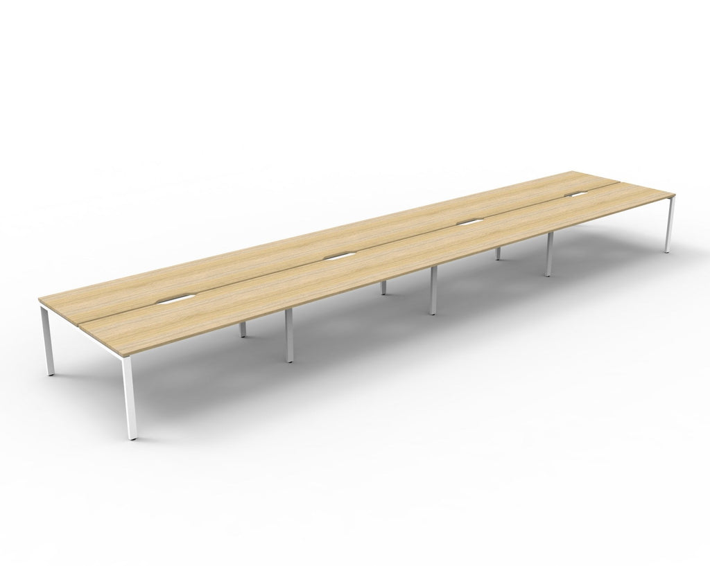 Rapidline Deluxe Infinity Back to Back 8 Person Workstation Profile Leg 1500 x 750mm Natural Oak / White Satin