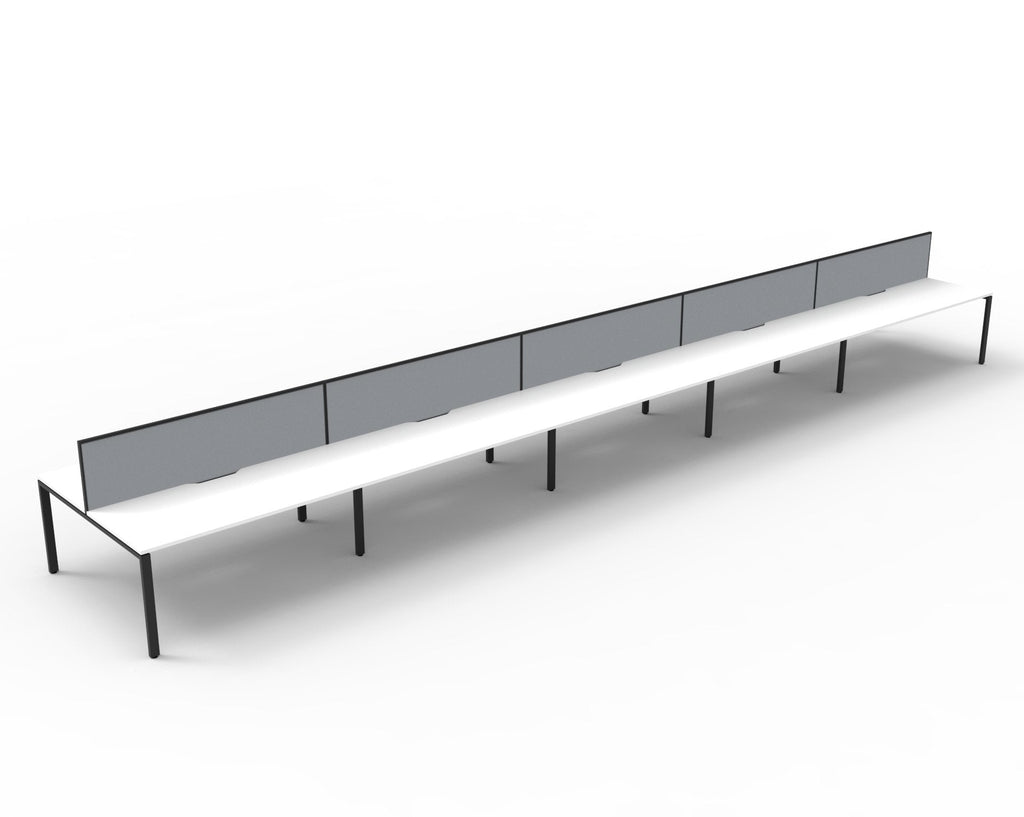Rapidline Deluxe Infinity Back to Back 10 Person Workstation Profile Leg 1500 x 750mm with Screen Natural Oak / Black Satin