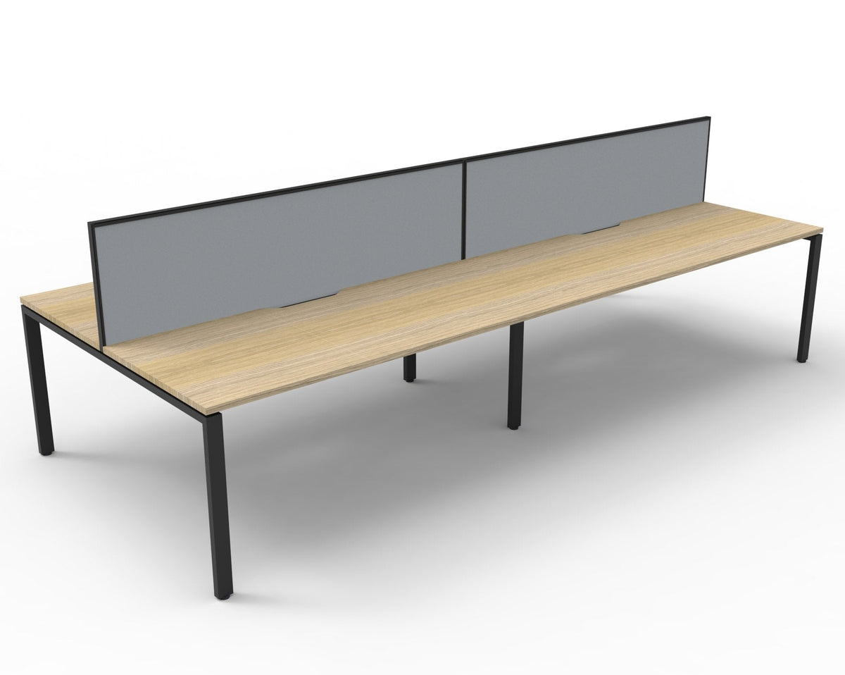 Rapidline Deluxe Infinity Back to Back 4 Person Workstation Profile Leg 1800 x 750mm Natural Oak / Black Satin