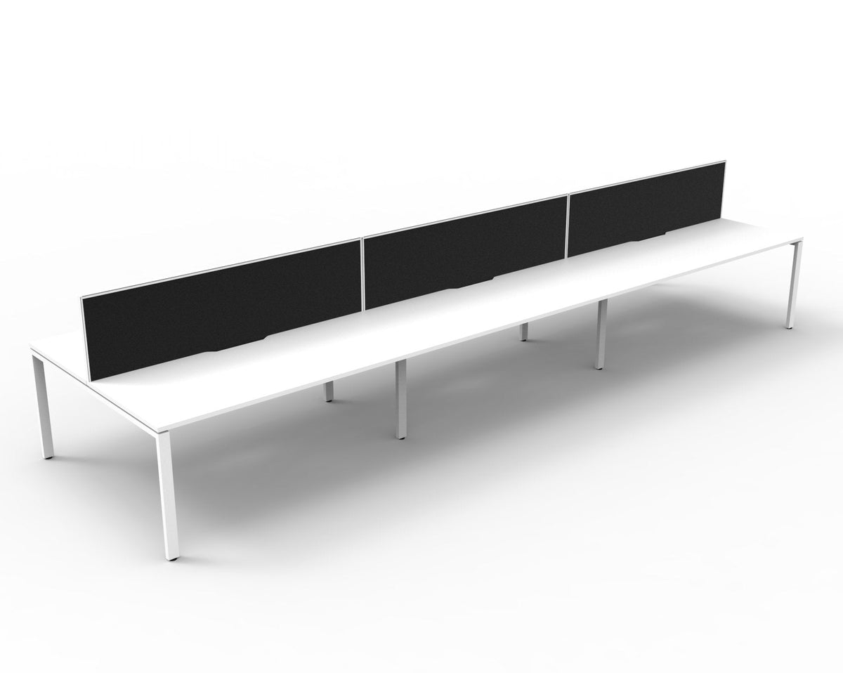 Rapidline Deluxe Infinity Back to Back 6 Person Workstation Profile Leg 1800 x 750mm with Screen Natural White / White Satin