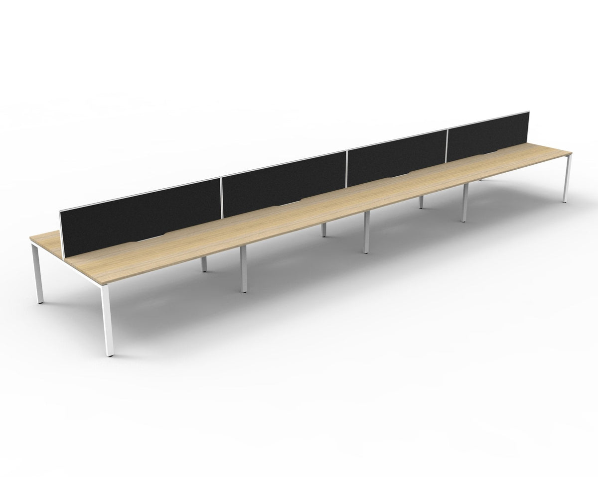 Rapidline Deluxe Infinity Back to Back 8 Person Workstation Profile Leg 1200 x 750mm with Screen Natural Oak / White Satin