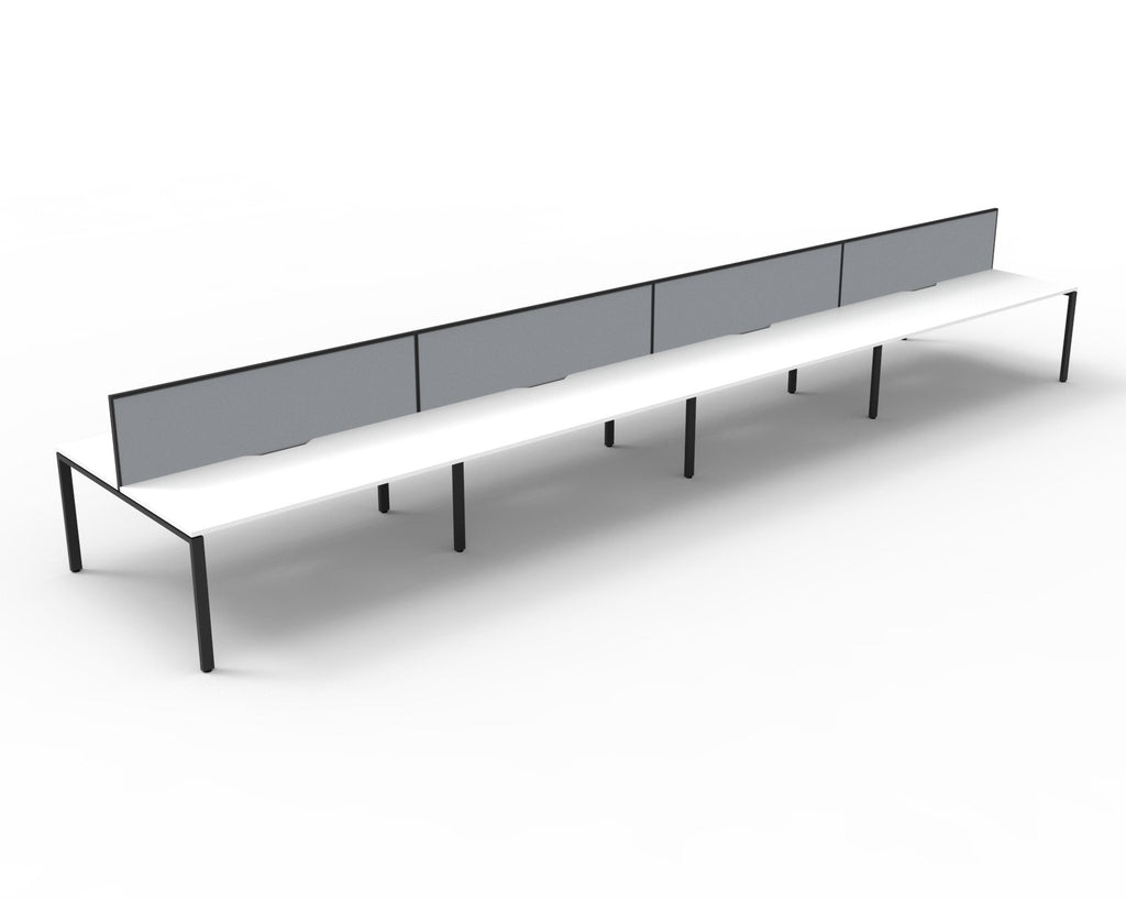 Rapidline Deluxe Infinity Back to Back 8 Person Workstation Profile Leg 1500 x 750mm with Screen Natural White / Black Satin