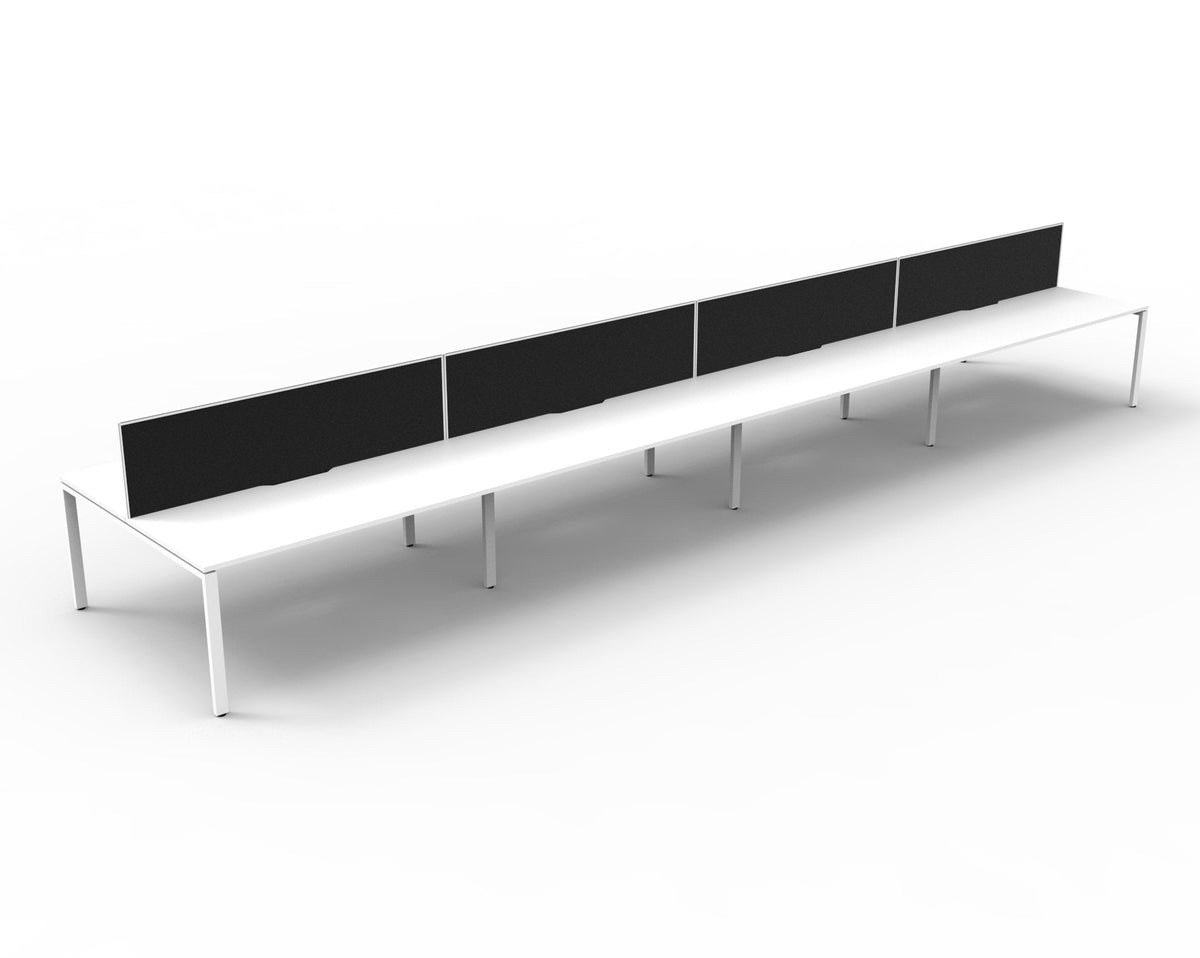 Rapidline Deluxe Infinity Back to Back 8 Person Workstation Profile Leg 1800 x 750mm with Screen Natural White / White Satin