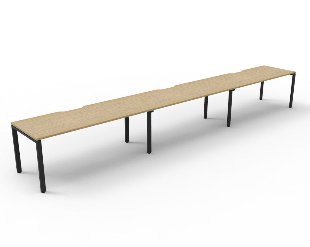 Rapidline Deluxe Infinity Single Sided 3 Person Workstation Profile Leg 1500 x 750mm Natural Oak / Black Satin
