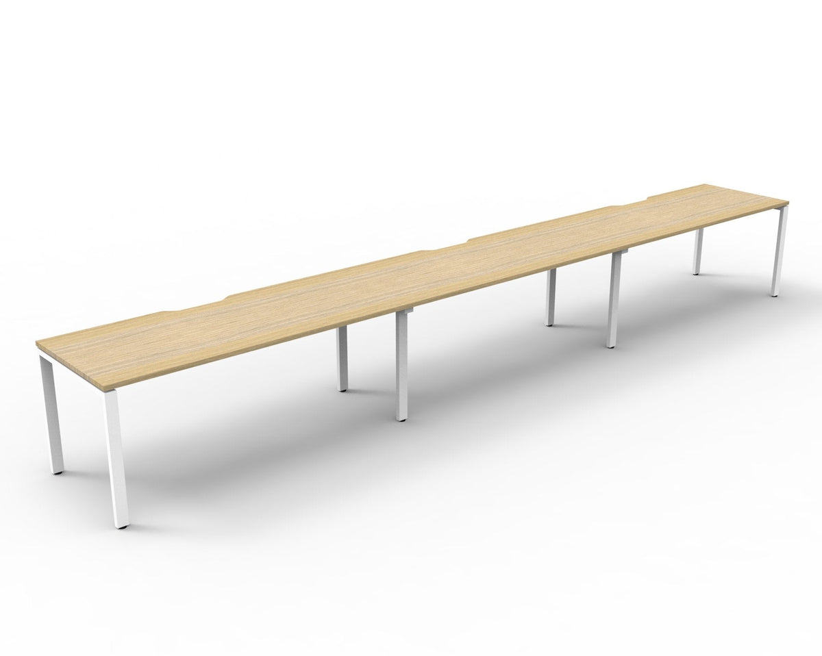 Rapidline Deluxe Infinity Single Sided 3 Person Workstation Profile Leg 1200 x 750mm Natural Oak / White Satin