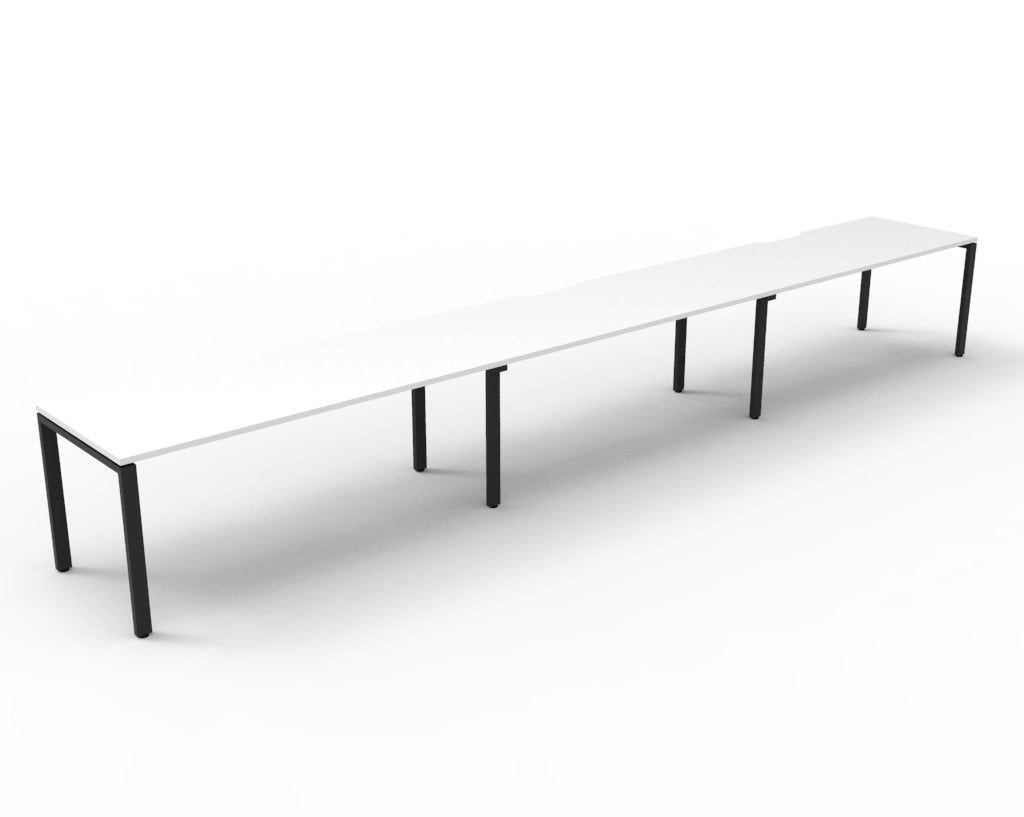 Rapidline Deluxe Infinity Single Sided 3 Person Workstation Profile Leg 1200 x 750mm Natural White / Black Satin