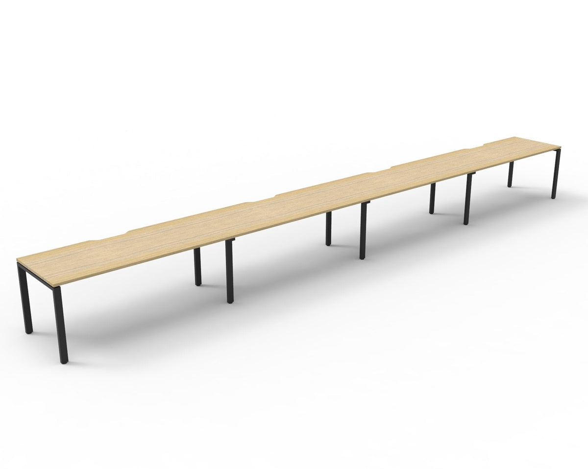 Rapidline Deluxe Infinity Single Sided 4 Person Workstation Profile Leg 1800 x 750mm with Screen Natural Oak / Black Satin