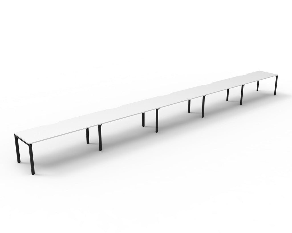 Rapidline Deluxe Infinity Single Sided 5 Person Workstation Profile Leg 1200 x 750mm with Screen Natural White / Black Satin